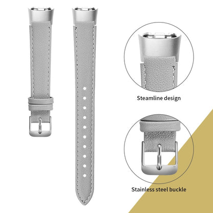 Super holdbart Samsung Galaxy Fit Ægte læder Rem - Sølv#serie_11