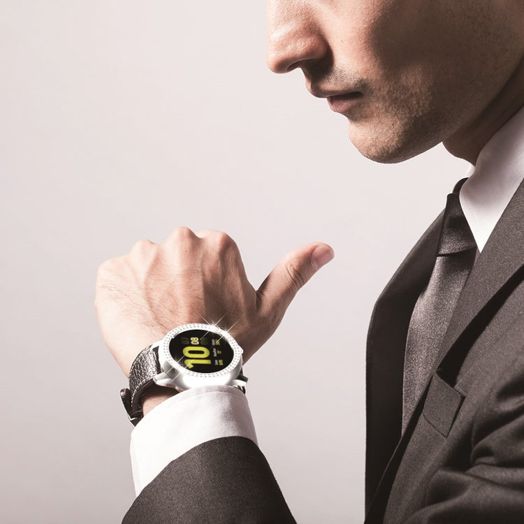 Samsung Galaxy Watch Active 2 - 40mm Elegant Rhinsten og Silikone Bumper  - Sølv#serie_2