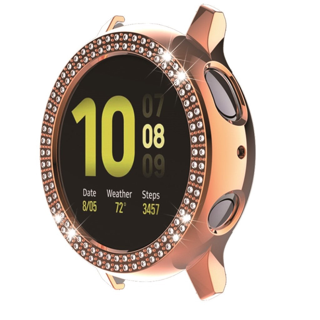 Samsung Galaxy Watch Active 2 - 40mm Elegant Rhinsten og Silikone Bumper  - Pink#serie_6
