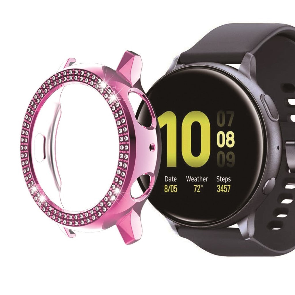 Samsung Galaxy Watch Active 2 - 44mm Elegant Rhinsten og Silikone Bumper  - Pink#serie_5