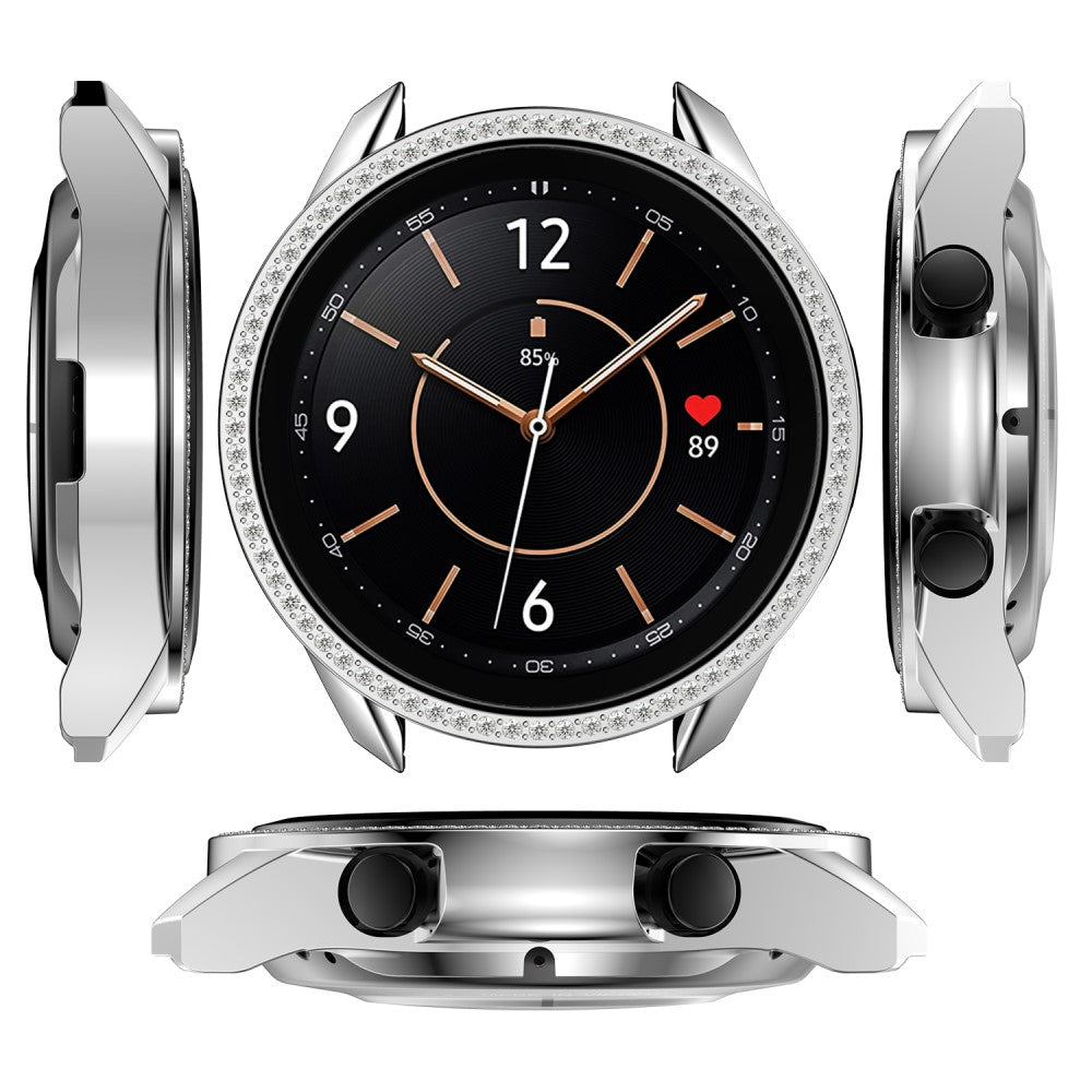 Samsung Galaxy Watch 3 (45mm)  Plastik og Rhinsten Bumper  - Sølv#serie_10
