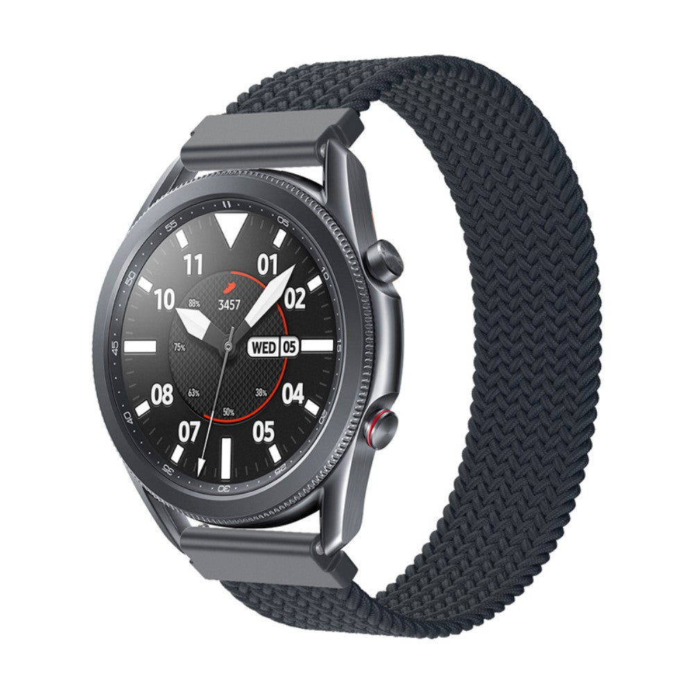 Rigtigt holdbart Samsung Galaxy Watch 3 (45mm) Nylon Rem - Størrelse: L - Sort#serie_24