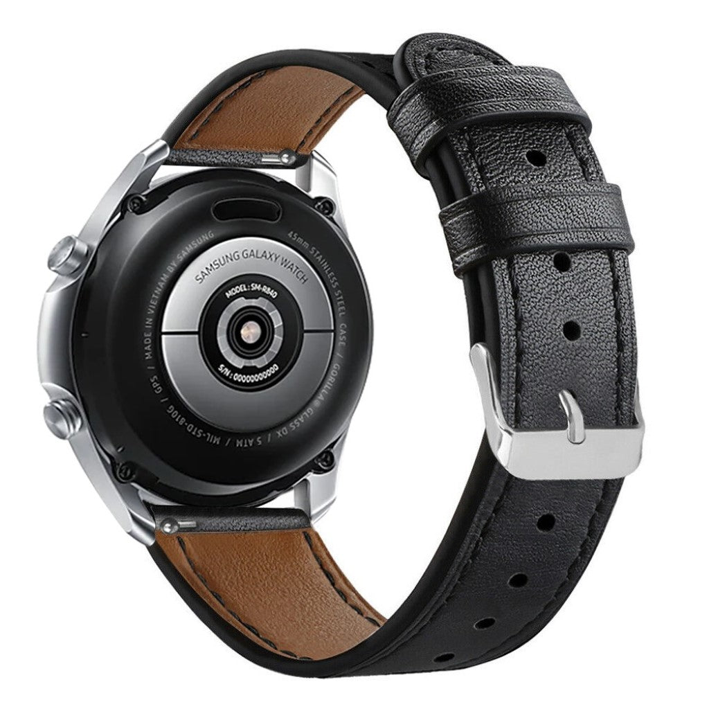 Meget godt Samsung Galaxy Watch 3 (41mm) Ægte læder Rem - Sort#serie_1