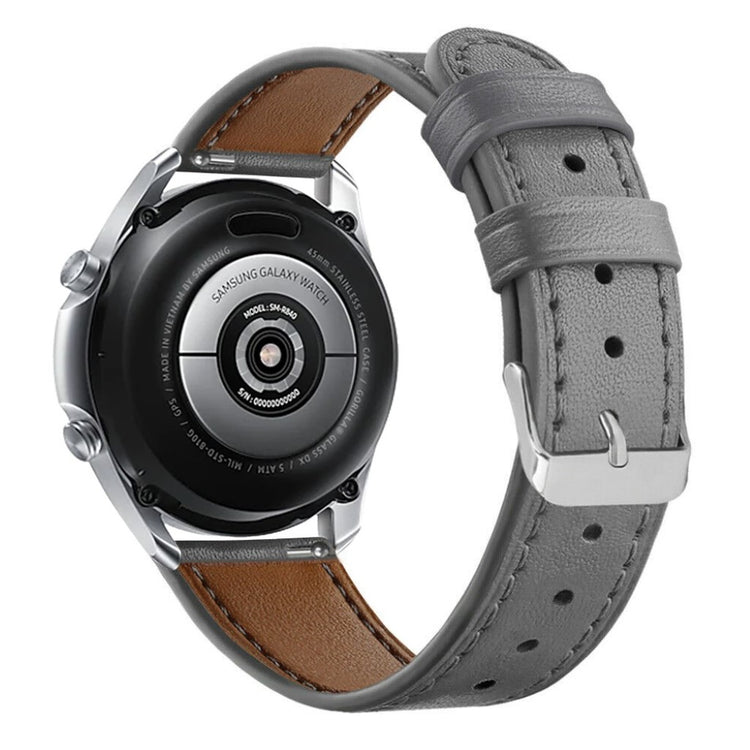 Meget godt Samsung Galaxy Watch 3 (41mm) Ægte læder Rem - Sølv#serie_6
