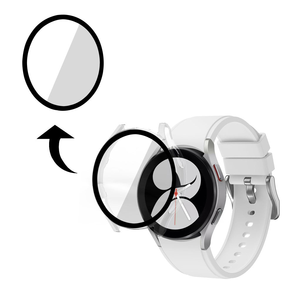 Rigtigt Fint Samsung Galaxy Watch 4 (40mm) Cover med Skærmbeskytter i Plastik og Hærdet Glas - Gennemsigtig#serie_6