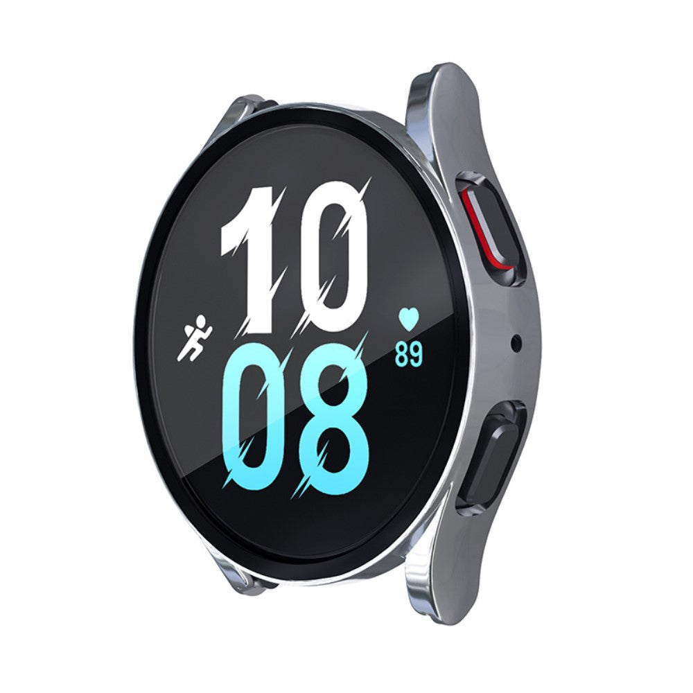 Beskyttende Samsung Galaxy Watch 5 (40mm) / Samsung Galaxy Watch 4 (40mm) Cover med Skærmbeskytter i Plastik og Hærdet Glas - Sølv#serie_7