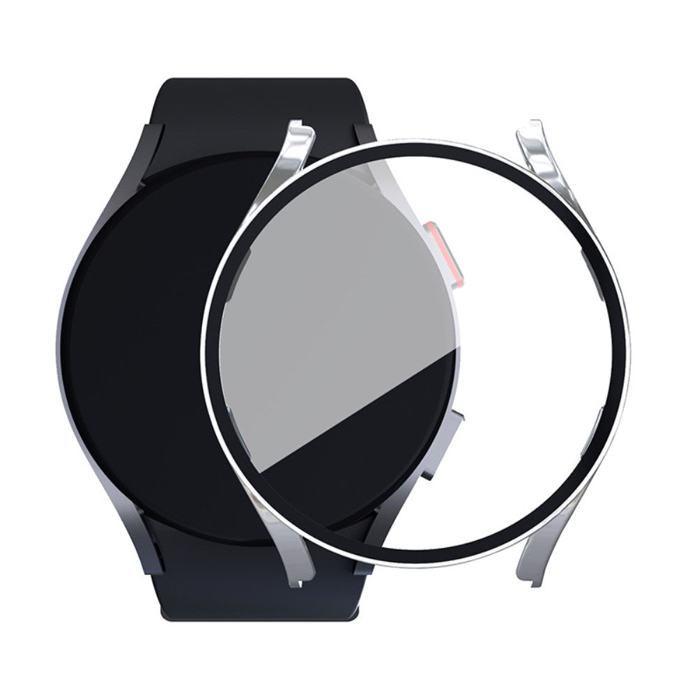 Beskyttende Samsung Galaxy Watch 5 (40mm) / Samsung Galaxy Watch 4 (40mm) Cover med Skærmbeskytter i Plastik og Hærdet Glas - Sølv#serie_7