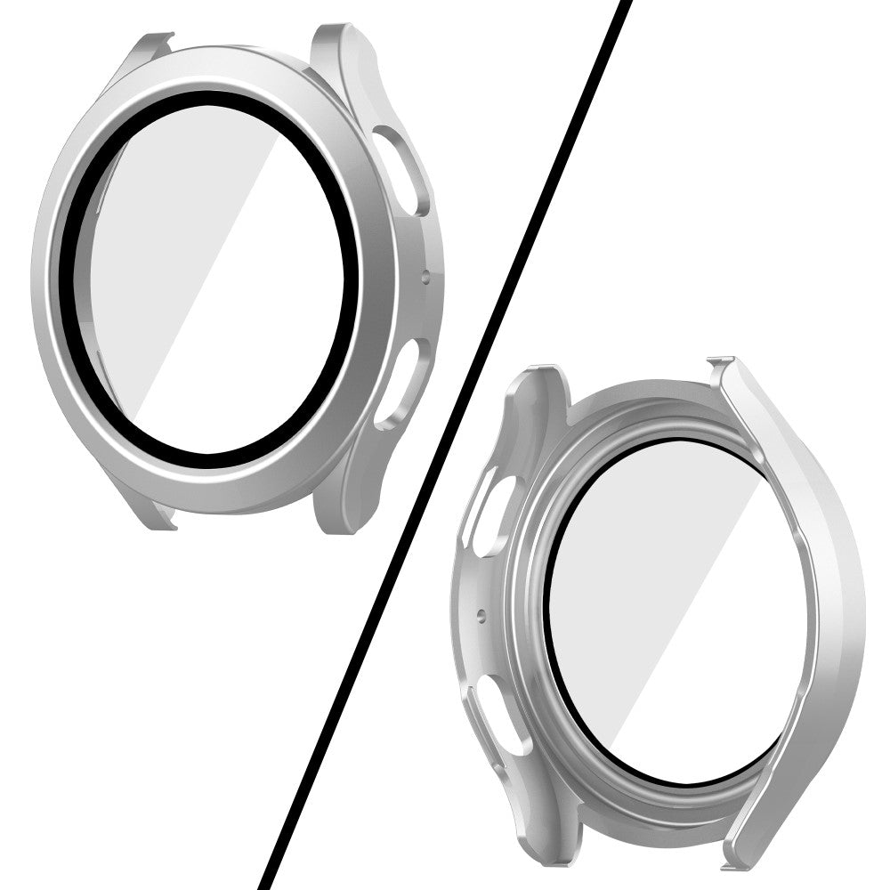 Meget Fint Samsung Galaxy Watch 5 (40mm) / Samsung Galaxy Watch 4 (40mm) Cover med Skærmbeskytter i Plastik og Hærdet Glas - Sølv#serie_3