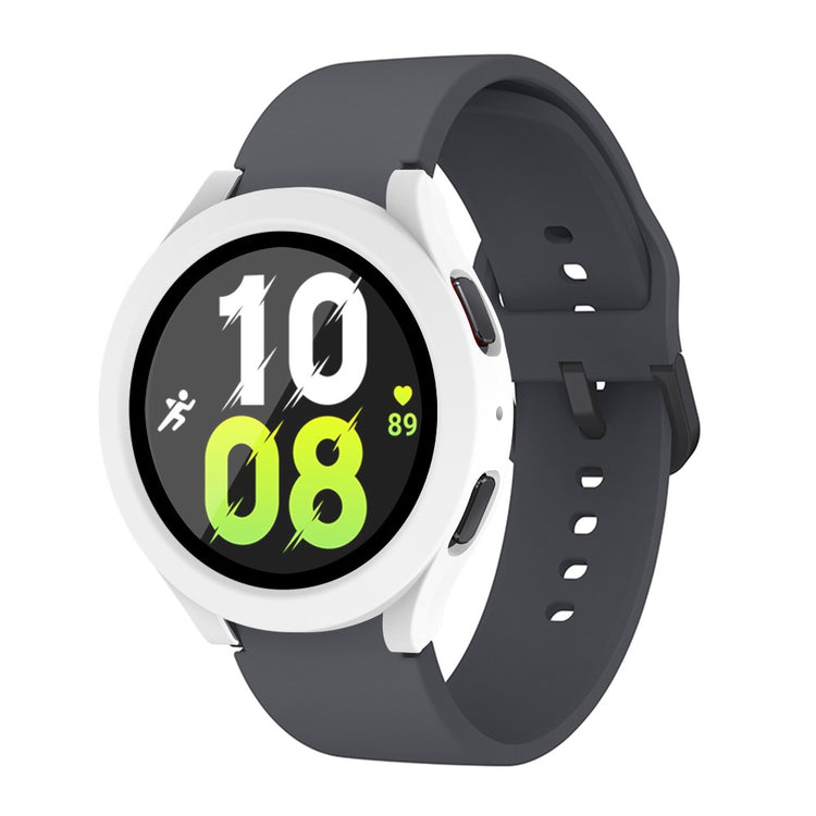 Meget Fint Samsung Galaxy Watch 5 (40mm) / Samsung Galaxy Watch 4 (40mm) Cover med Skærmbeskytter i Plastik og Hærdet Glas - Hvid#serie_4