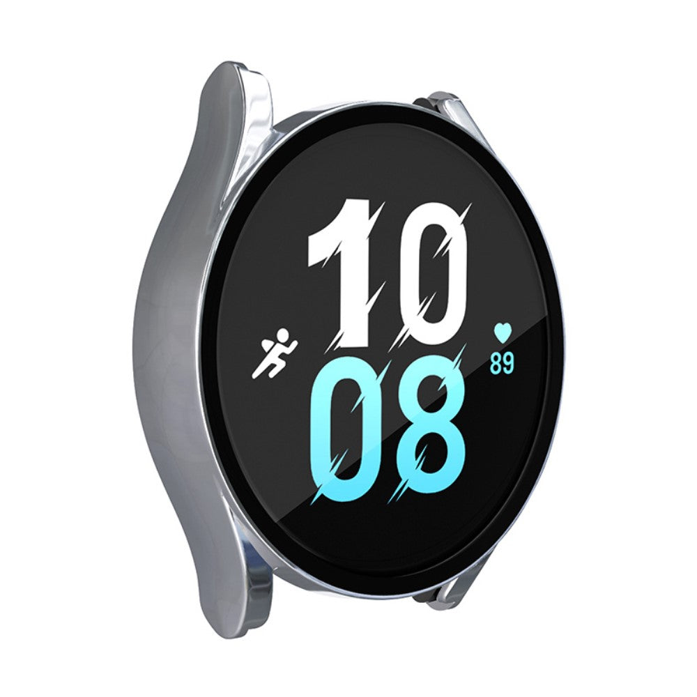 Meget Fint Samsung Galaxy Watch 5 (44mm) / Samsung Galaxy Watch 4 (44mm) Cover med Skærmbeskytter i Plastik og Hærdet Glas - Sølv#serie_7