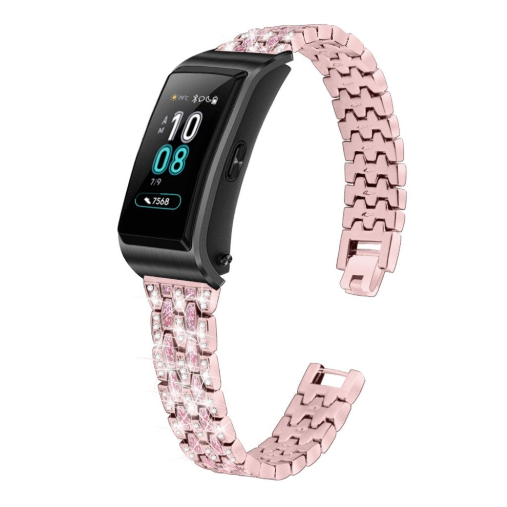 Rigtigt hårdfør Huawei TalkBand B5 Metal og Rhinsten Rem - Pink#serie_3