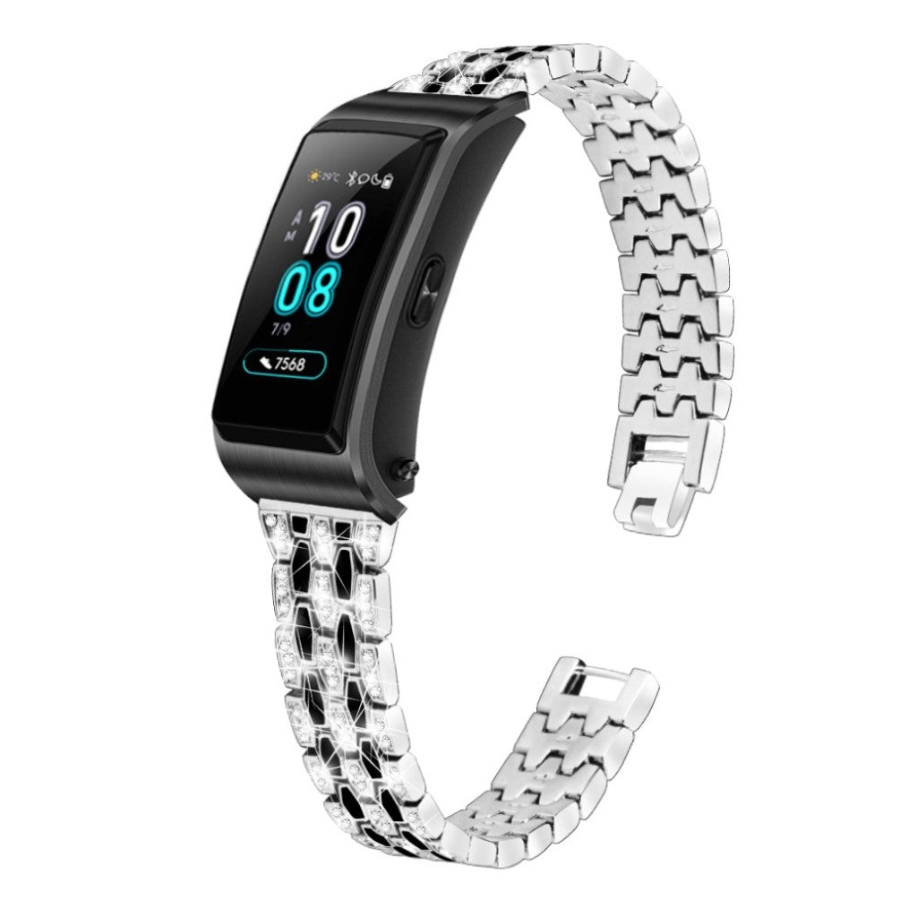 Rigtigt hårdfør Huawei TalkBand B5 Metal og Rhinsten Rem - Sølv#serie_4