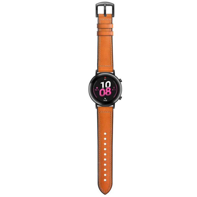 Glimrende Huawei Watch GT 2 42mm Ægte læder Rem - Brun#serie_3