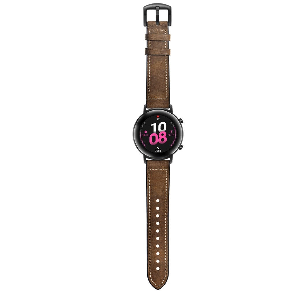 Glimrende Huawei Watch GT 2 42mm Ægte læder Rem - Brun#serie_4