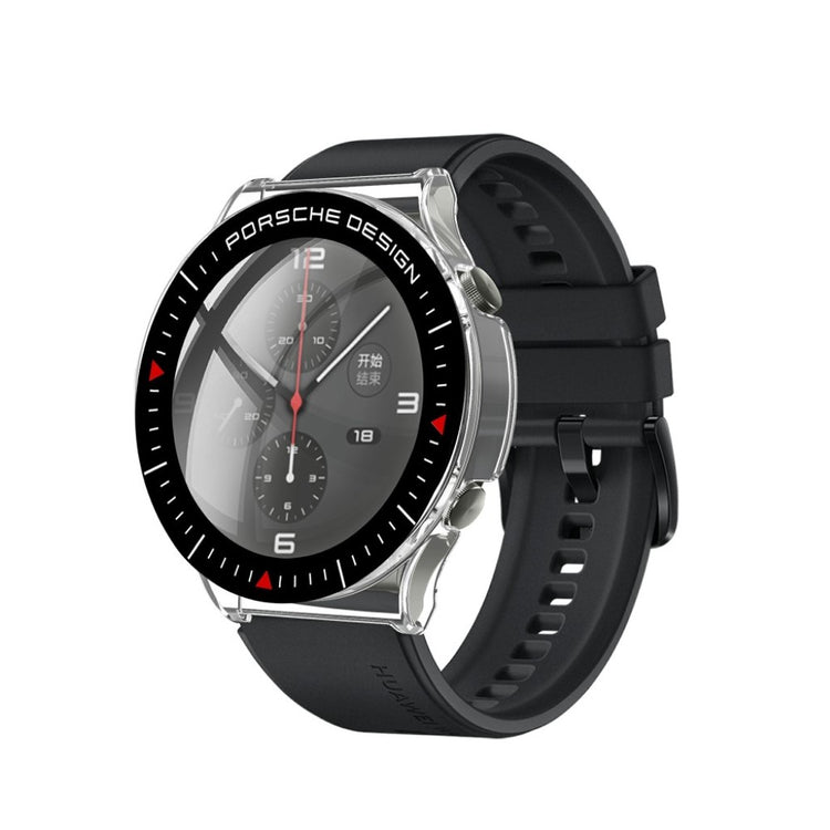 Vildt Fed Huawei Watch GT 2 Pro (Porsche Design) Cover med Skærmbeskytter i Plastik og Hærdet Glas - Gennemsigtig#serie_3