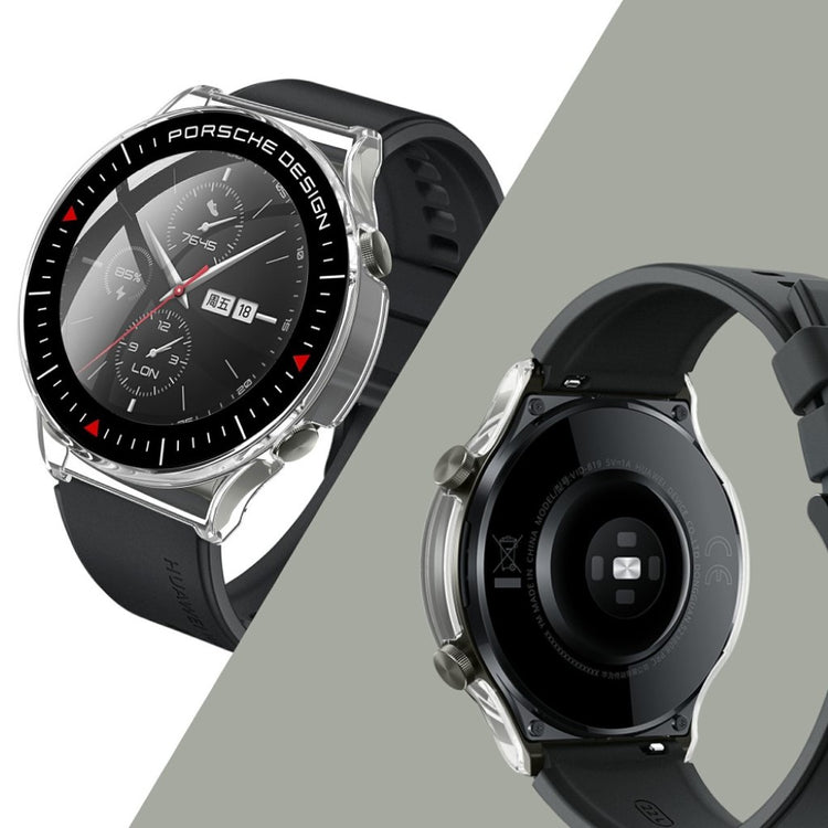 Vildt Fed Huawei Watch GT 2 Pro (Porsche Design) Cover med Skærmbeskytter i Plastik og Hærdet Glas - Gennemsigtig#serie_3