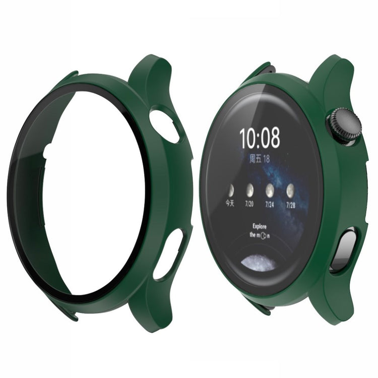 Vildt Fint Huawei Watch 3 Pro Cover med Skærmbeskytter i Plastik og Hærdet Glas - Grøn#serie_7