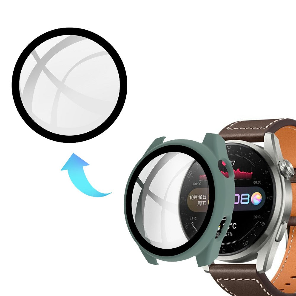 Meget Godt Huawei Watch 3 Pro Cover med Skærmbeskytter i Plastik og Hærdet Glas - Grøn#serie_2