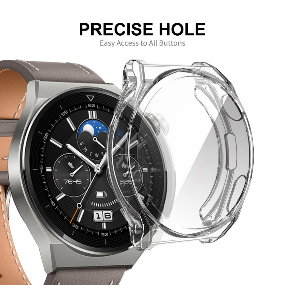 Vildt Flot Huawei Watch GT 3 Pro 43mm Cover med Skærmbeskytter i Silikone og Hærdet Glas - Gennemsigtig#serie_3