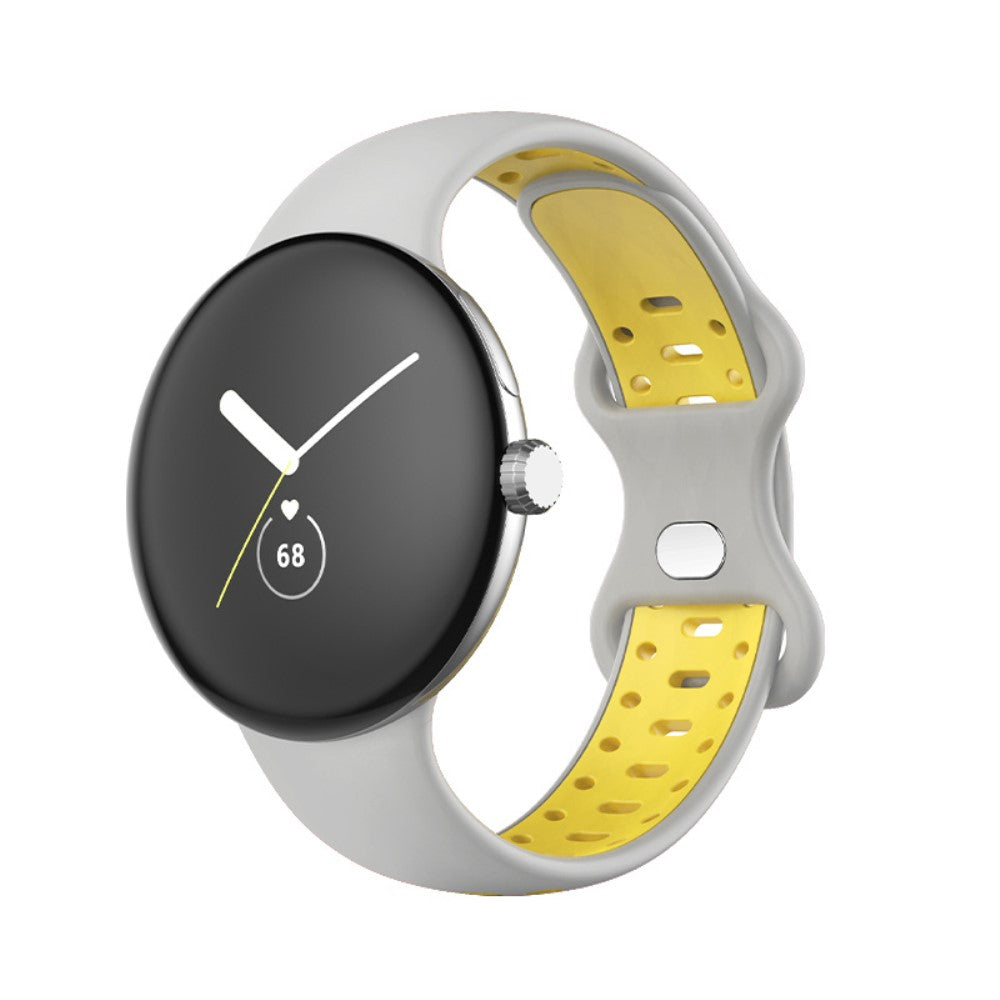 Helt vildt hårdfør Google Pixel Watch Silikone Rem - Størrelse: L - Sølv#serie_2