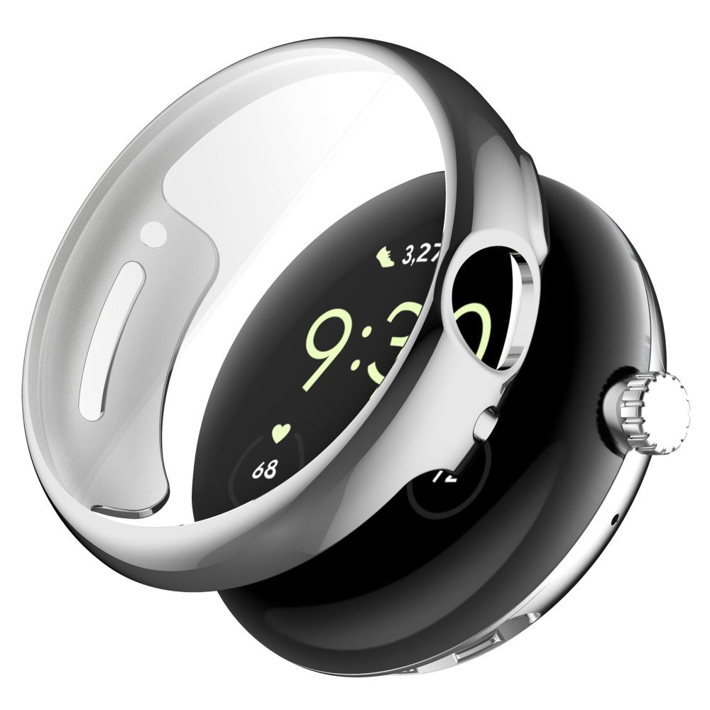 Godt Google Pixel Watch Cover med Skærmbeskytter i Silikone - Sølv#serie_2