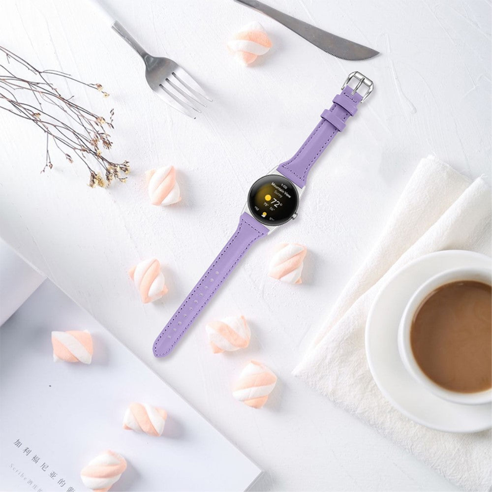 Rigtigt kønt Google Pixel Watch Ægte læder Rem - Lilla#serie_14