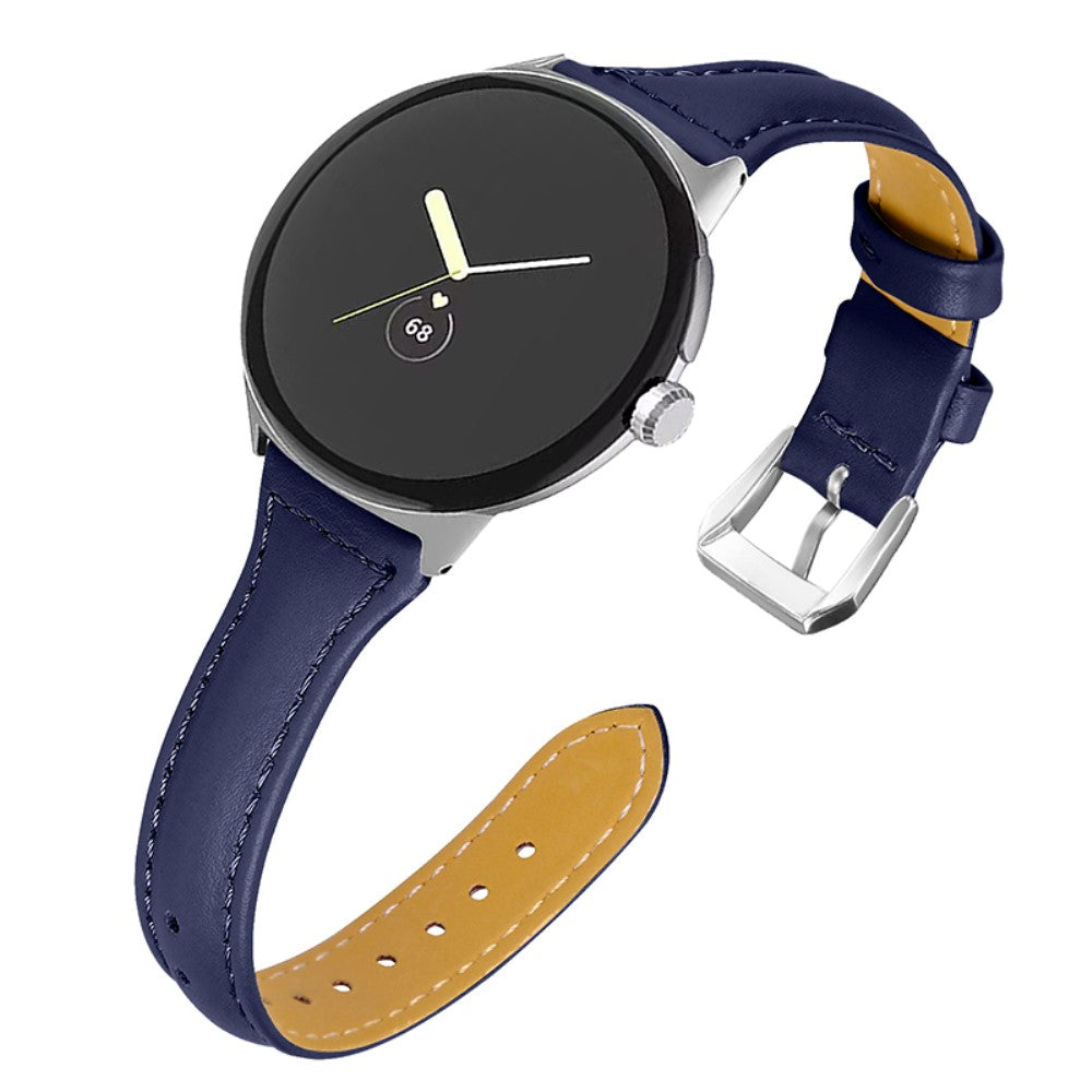 Rigtigt kønt Google Pixel Watch Ægte læder Rem - Blå#serie_7