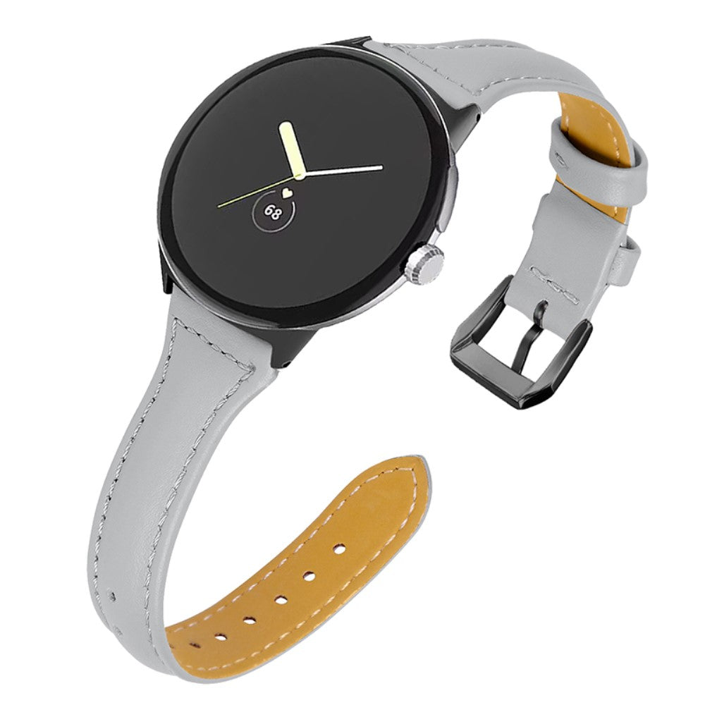Meget fantastisk Google Pixel Watch Ægte læder Rem - Sølv#serie_4