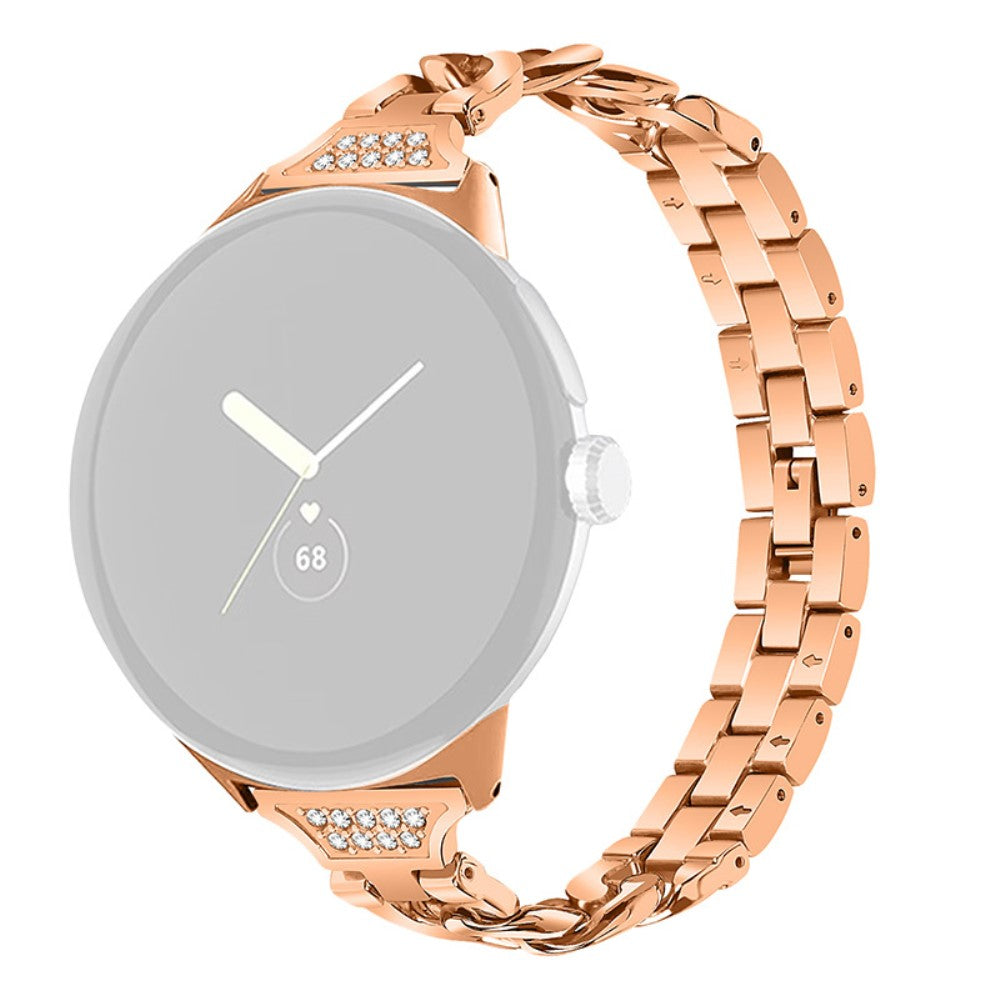 Pænt Google Pixel Watch Metal og Rhinsten Rem - Pink#serie_3