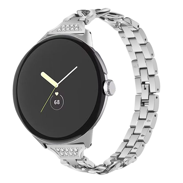 Elegant Google Pixel Watch Metal og Rhinsten Rem - Sølv#serie_047