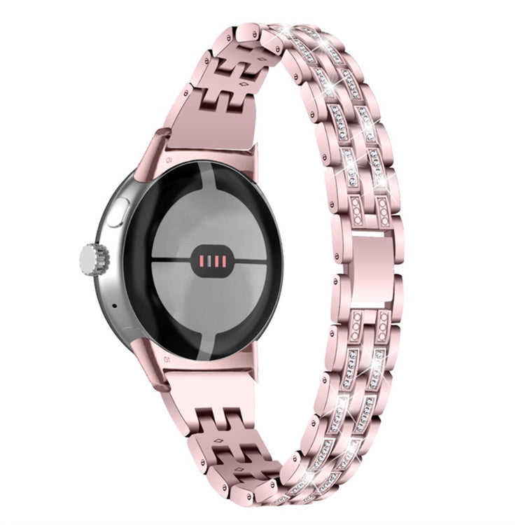 Super slidstærk Google Pixel Watch Metal og Rhinsten Rem - Pink#serie_2