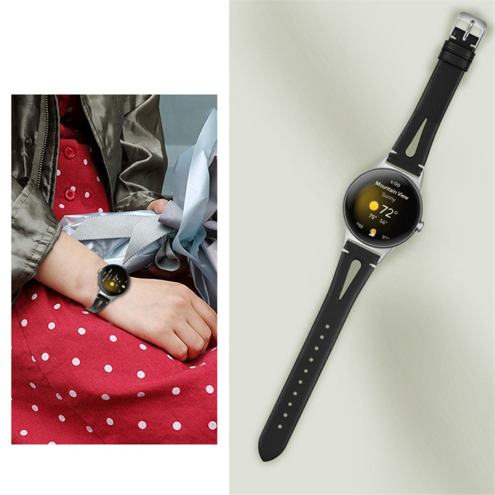 Fortrinligt Google Pixel Watch Ægte læder Rem - Sort#serie_2