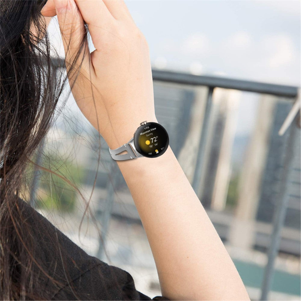 Fortrinligt Google Pixel Watch Ægte læder Rem - Sølv#serie_3