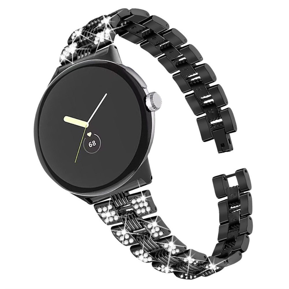 Super sejt Google Pixel Watch Metal og Rhinsten Rem - Sort#serie_1