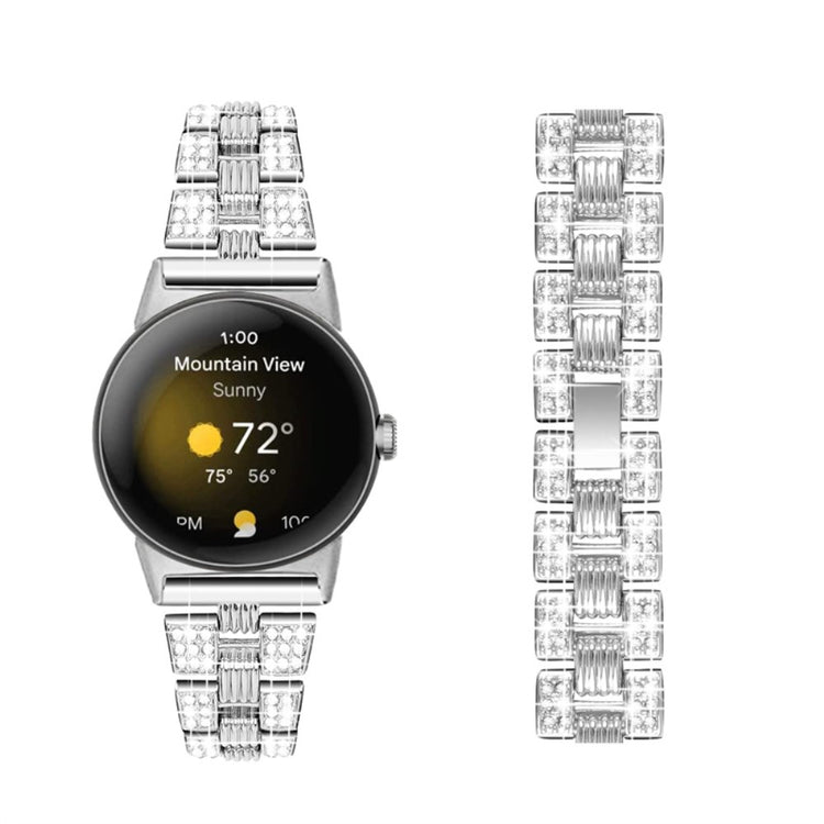 Super sejt Google Pixel Watch Metal og Rhinsten Rem - Sølv#serie_5