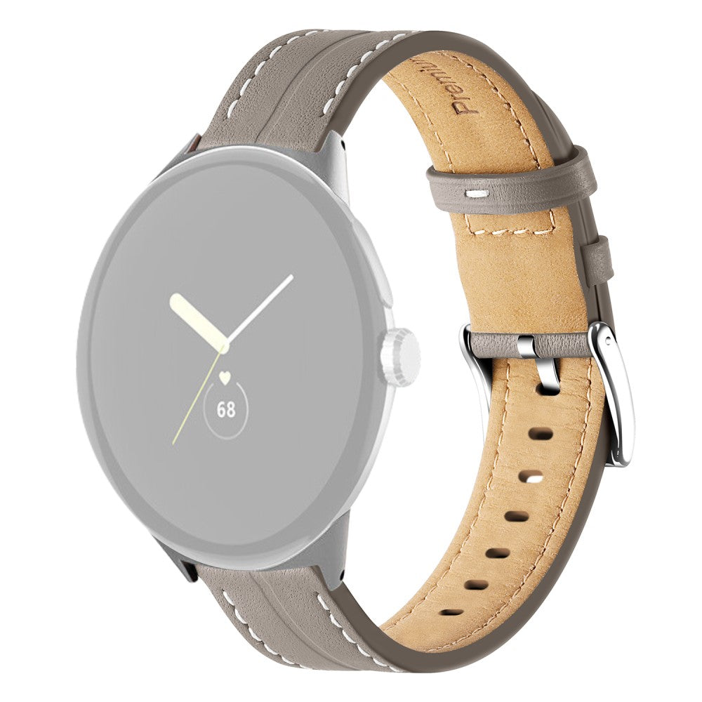 Helt vildt rart Google Pixel Watch Ægte læder Rem - Sølv#serie_7