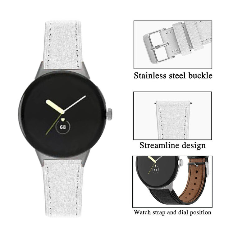 Meget komfortabel Google Pixel Watch Ægte læder Rem - Hvid#serie_3