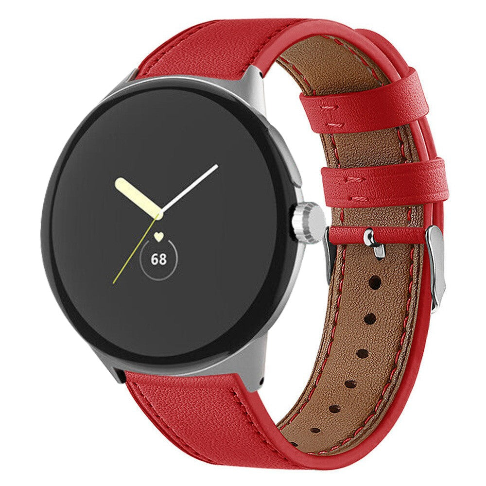 Meget komfortabel Google Pixel Watch Ægte læder Rem - Rød#serie_5