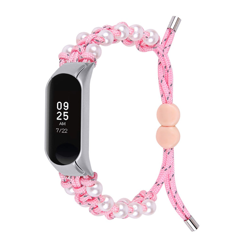  Xiaomi Mi Smart Band 6 / Xiaomi Mi Band 5 Rhinsten og Nylon Rem - Pink#serie_2