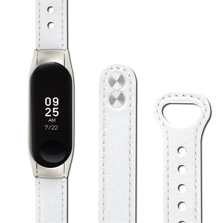  Xiaomi Mi Smart Band 6 / Xiaomi Mi Band 5 Ægte læder Urrem - Hvid#serie_1