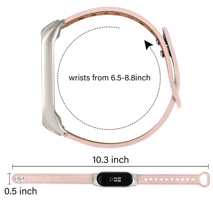  Xiaomi Mi Smart Band 6 / Xiaomi Mi Band 5 Ægte læder Urrem - Pink#serie_4