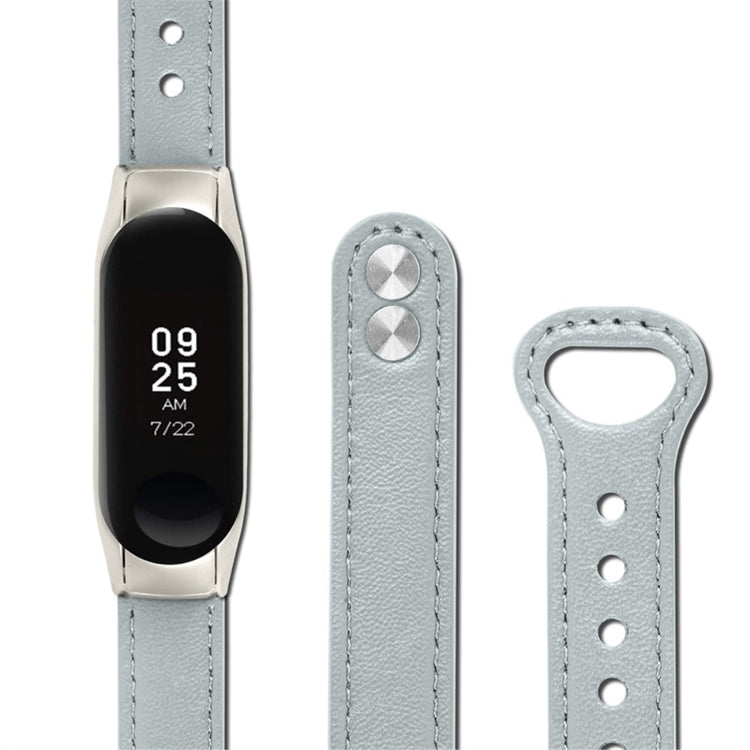  Xiaomi Mi Smart Band 6 / Xiaomi Mi Band 5 Ægte læder Urrem - Sølv#serie_8