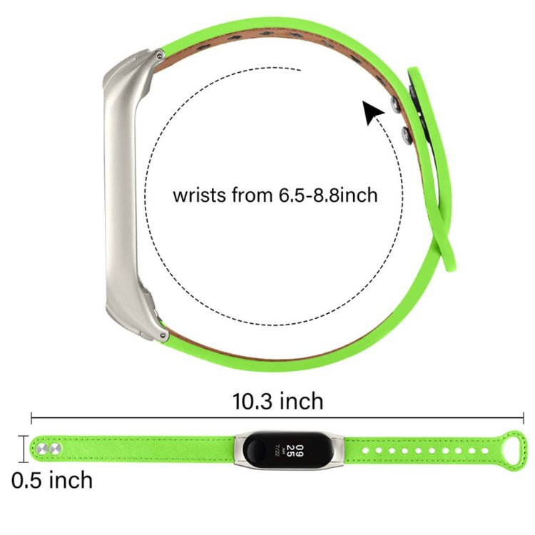  Xiaomi Mi Smart Band 6 / Xiaomi Mi Band 5 Ægte læder Urrem - Grøn#serie_9