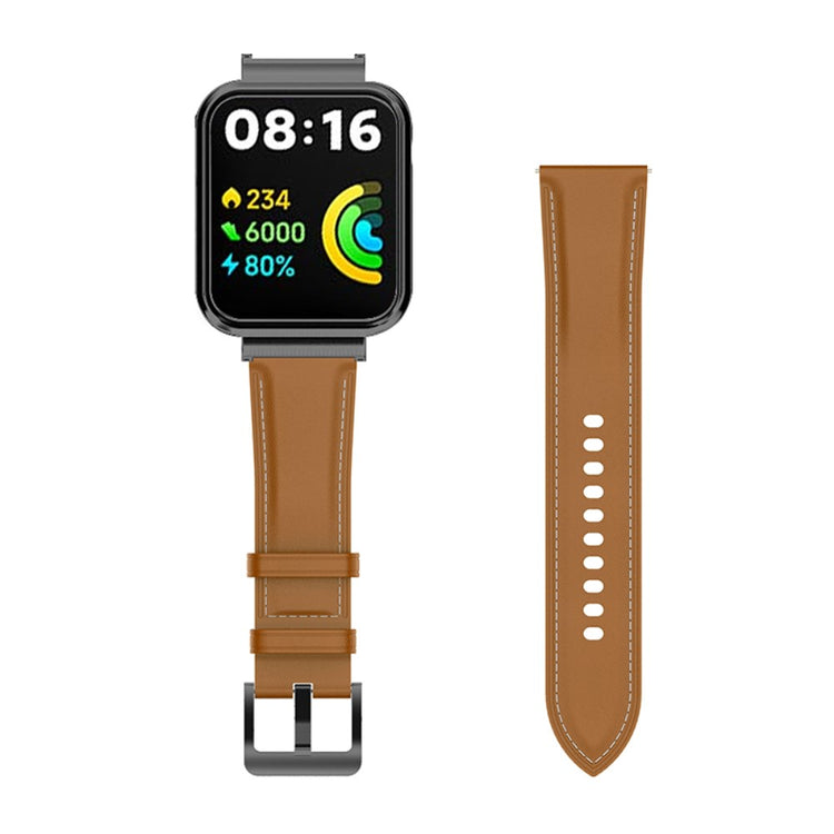 Mega komfortabel Xiaomi Redmi Watch 2 Lite Ægte læder Rem - Brun#serie_4