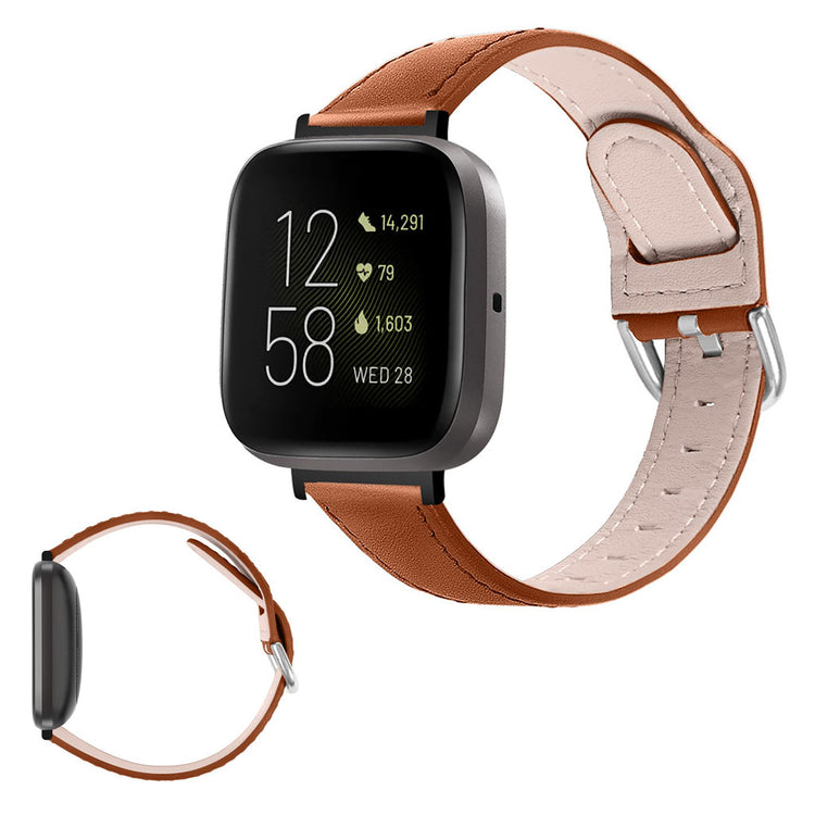 Fantastisk Fitbit Versa 3 / Fitbit Sense Ægte læder Rem - Brun#serie_6