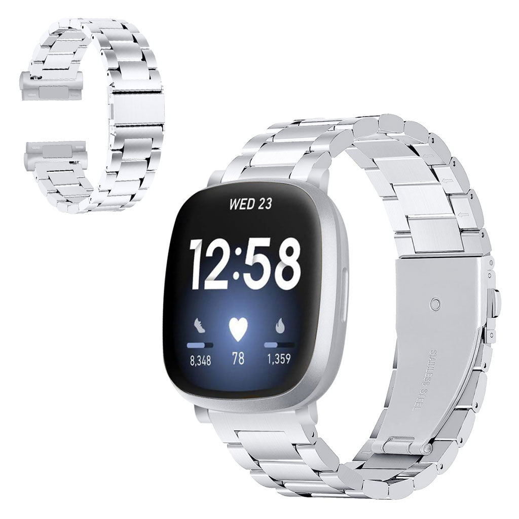 Superflot Fitbit Versa 3 / Fitbit Sense Metal Rem - Sølv#serie_3