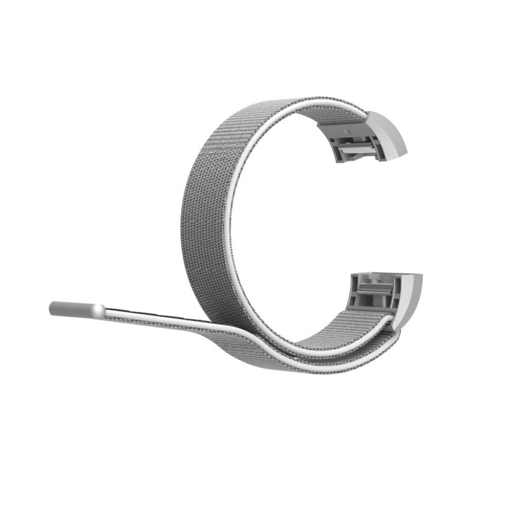 Smuk Fitbit Charge 2 Nylon Rem - Sølv#serie_7