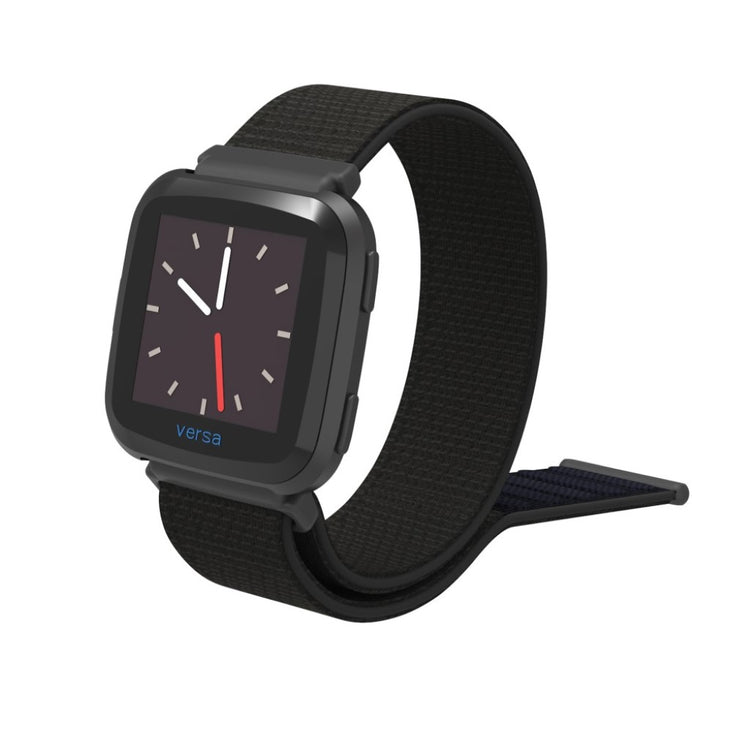 Super hårdfør Fitbit Versa Nylon Rem - Sort#serie_10