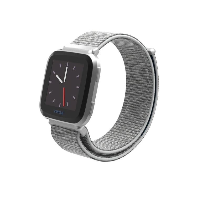 Super hårdfør Fitbit Versa Nylon Rem - Sølv#serie_8