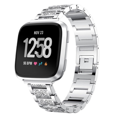 Super cool Fitbit Versa Metal og Rhinsten Rem - Sølv#serie_4